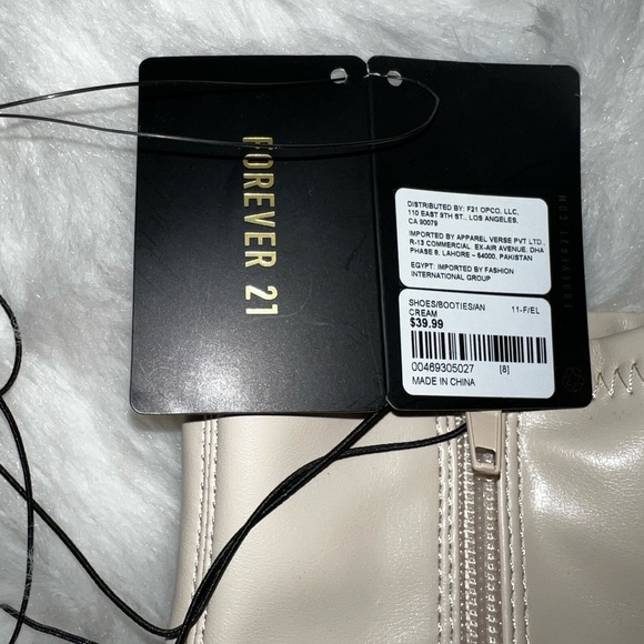 Creme Faux Leather Rhinestone-Heel Booties, size 8 - Picture 7 of 10